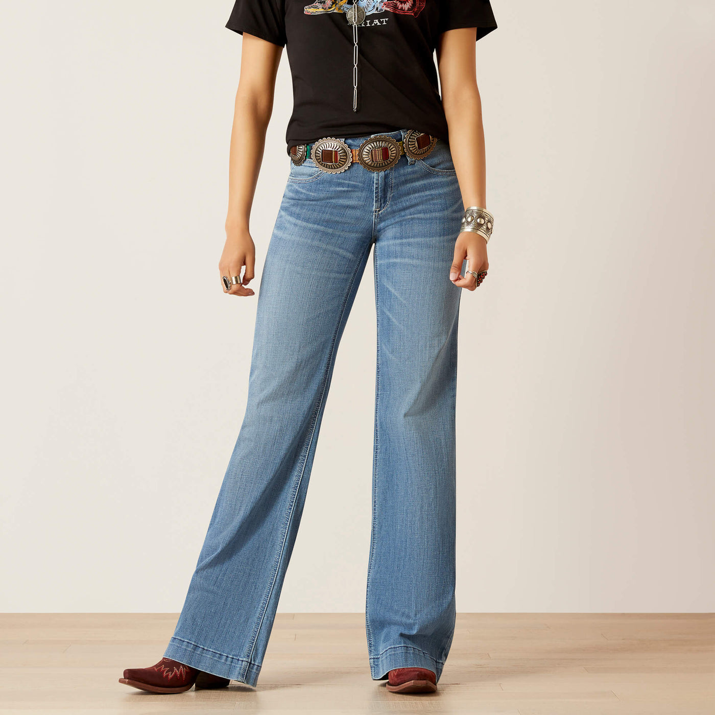 Ariat Women's Trouser Jeans - Mid Rise Wide Leg - Ella Bluebell - Billy's  Western Wear