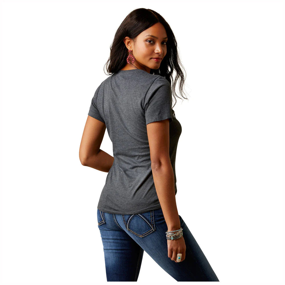 Women's Ariat Cowhide Short Sleeve Tee - Charcoal Heather