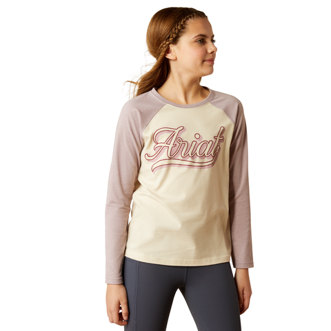 Girl's Ariat Pony Script Baseball Long Sleeve T-Shirt