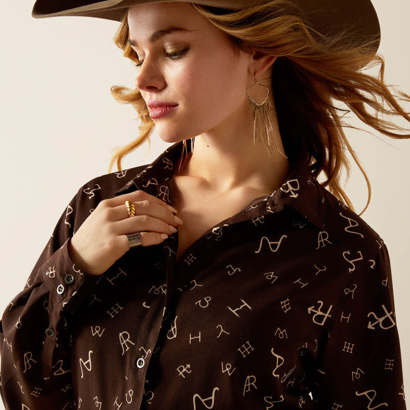 Women's Ariat Homestyle Shirt - Mole Ranch Brand Print