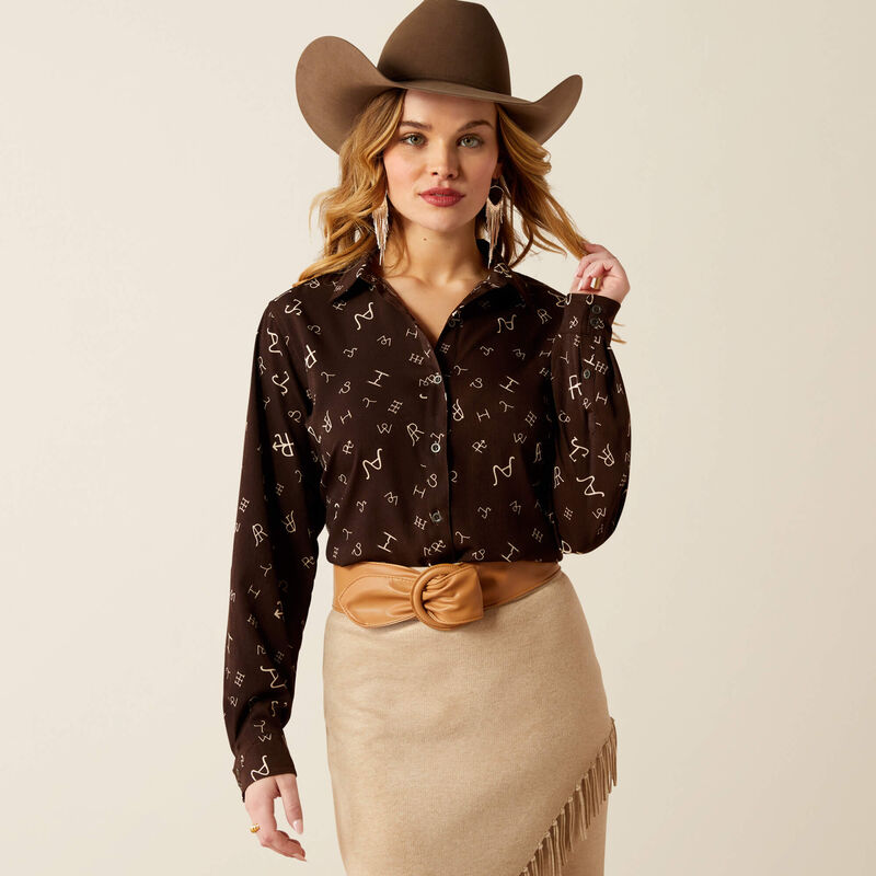 Women's Ariat Homestyle Shirt - Mole Ranch Brand Print