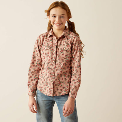 Girl's Ariat Flowers n' Horses Long Sleeve Western Snap Shirt