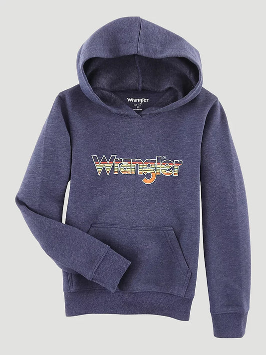 Boy's Wrangler Multicolor Logo Hoodie - Denim Heather