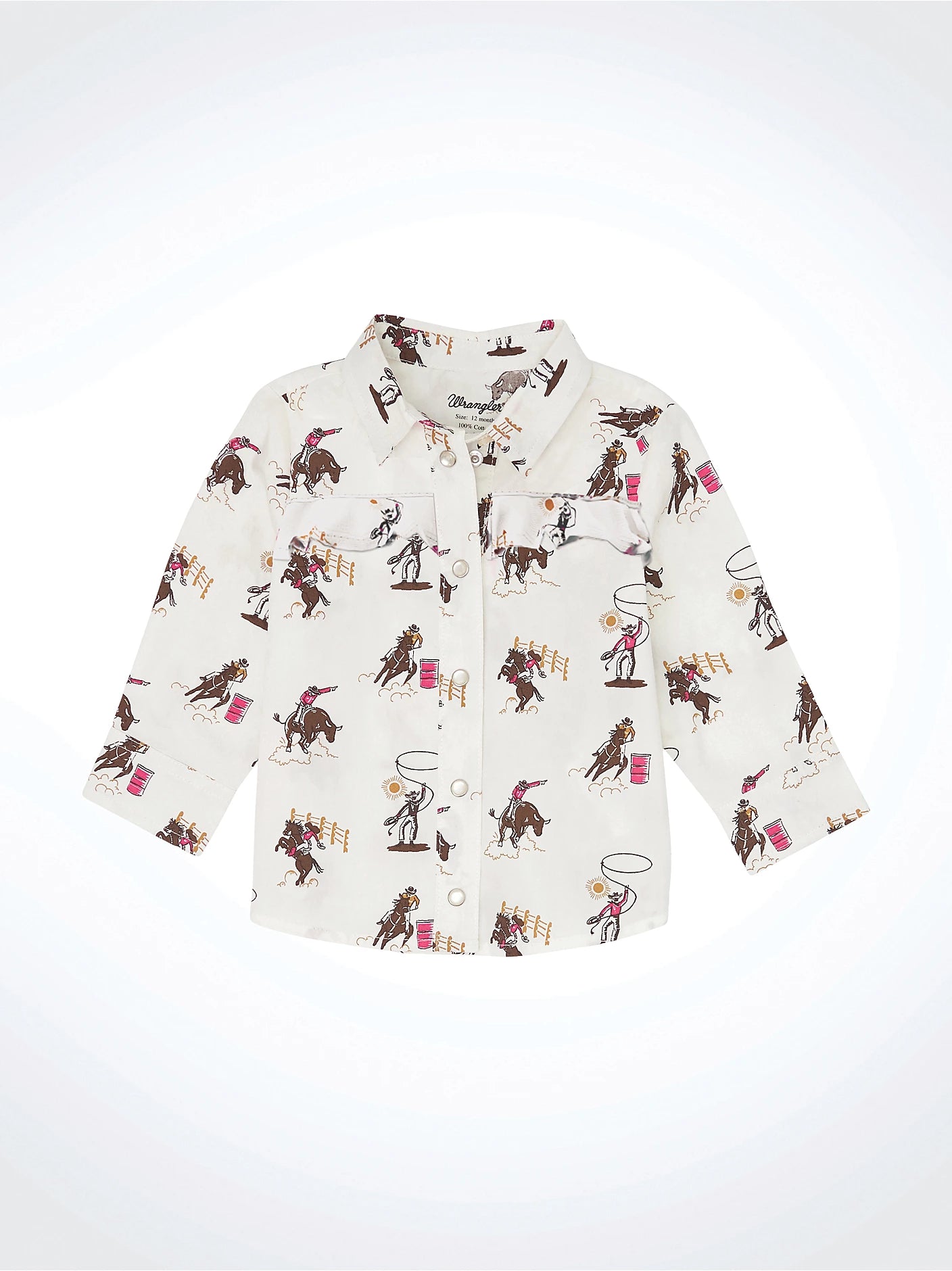 Girl's Wrangler Ruffle Yoke Print Western Snap Shirt