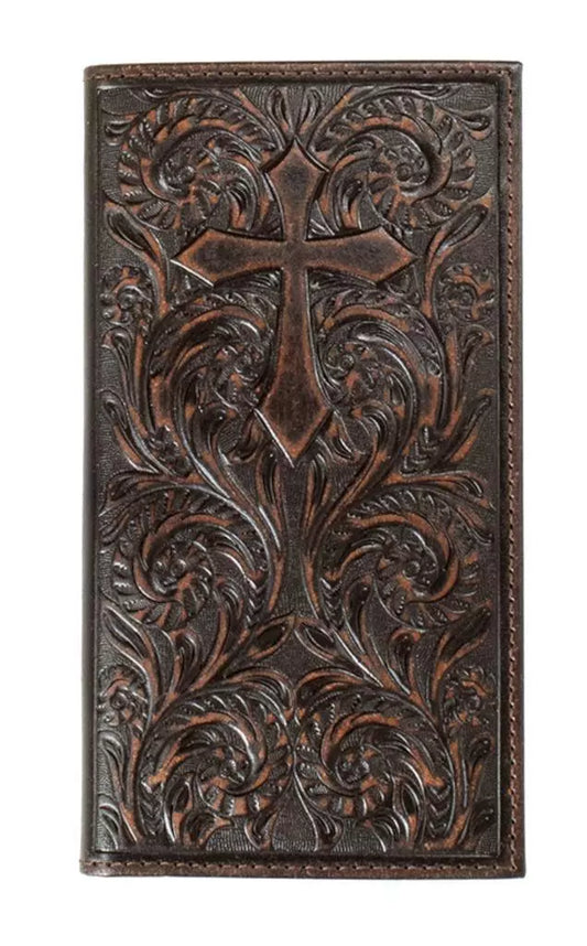 Men's Nocona Brown Embossed Cross Wallet