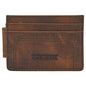 JUSTIN CARD WALLET BROWN PULL UP LEATHER W/STITCHED DETAILS