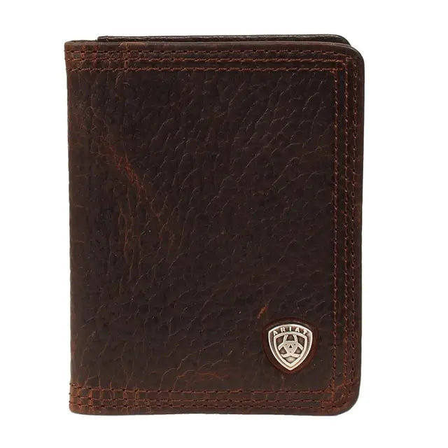 Men's Ariat Offset Logo Bifold Wallet, Brown/Rowdy