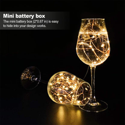 Fairy Lights Battery Operated, 7.2ft 20 Micro LED Mini Waterproof String Lights Copper Wire Firefly Starry Lights