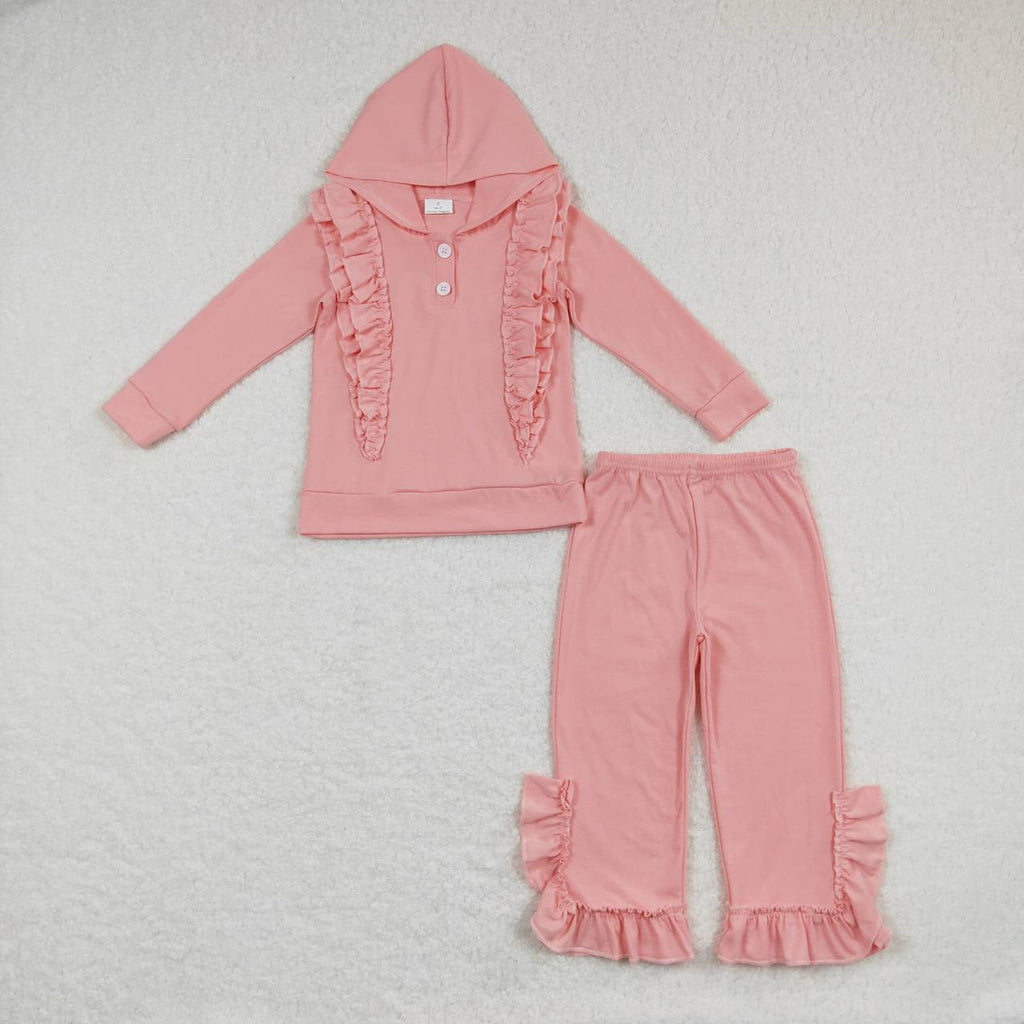 Girl's Baby/Toddler Pink Ruffle Hoodie Match Pants Clothing Set