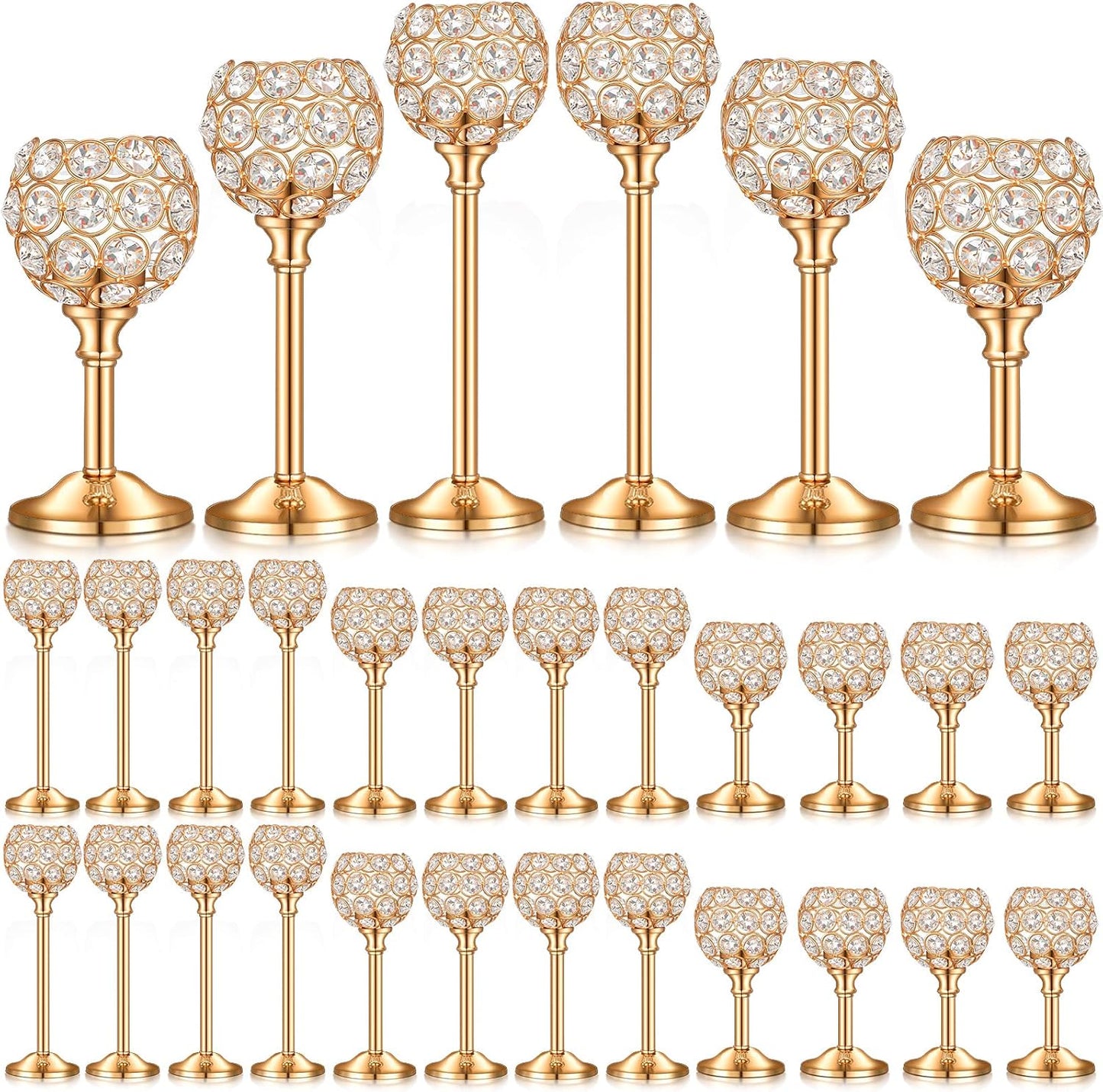 Crystal Shiny Gold Candlestick Holder