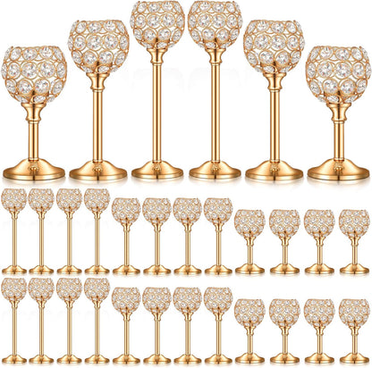 Crystal Shiny Gold Candlestick Holder