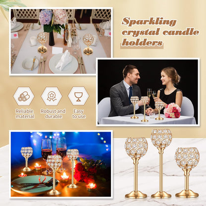 Crystal Shiny Gold Candlestick Holder