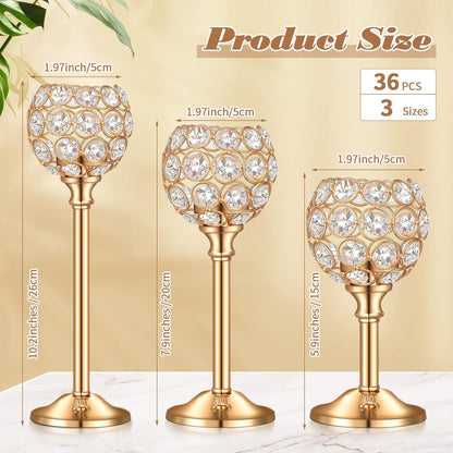 Crystal Shiny Gold Candlestick Holder