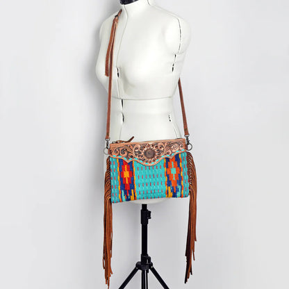 American Darling Teal Saddle Blanket Cross Body Bag