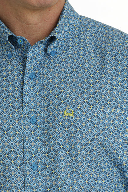 Men's Cinch Arena Flex Button Down Shirt BLUE GEO PRINT