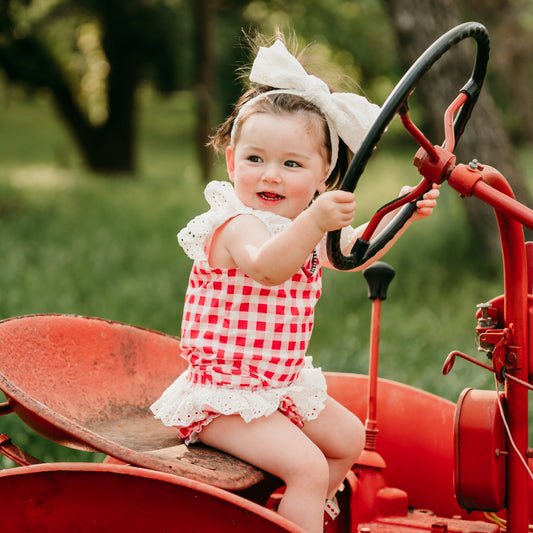 Girl's Shea Baby Red & White Onesie