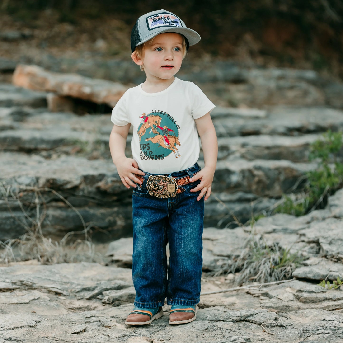 Boy's Shea Baby Ups & Downs White Shirt and Onesie