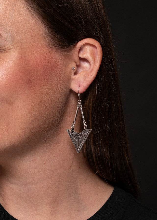 West & Co Burnished Triangle Stamped Drop Earring