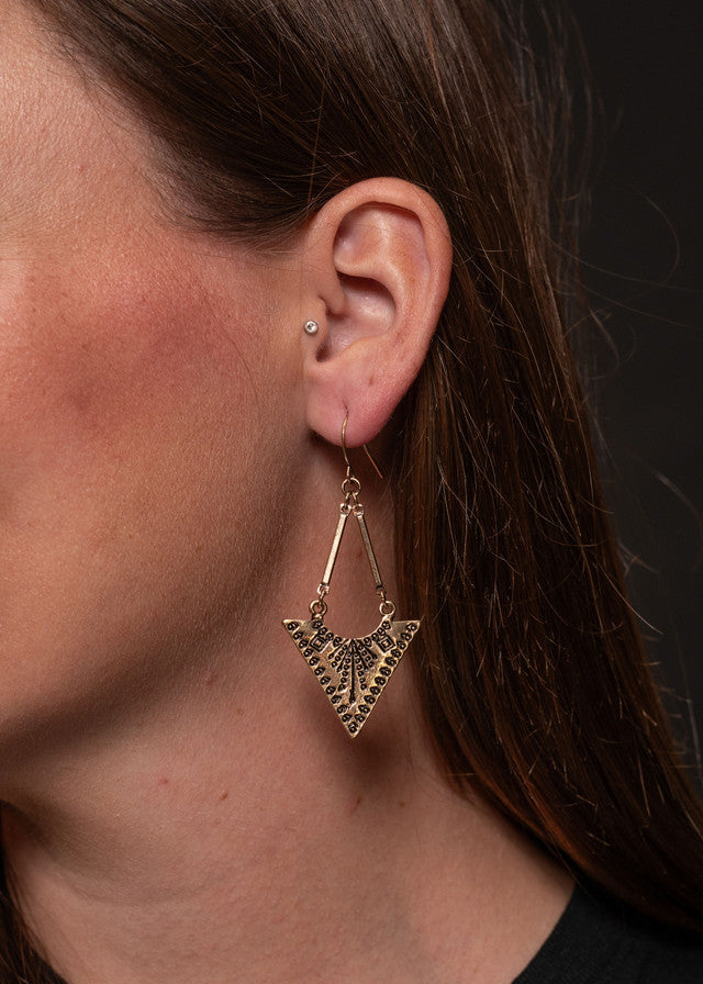 West & Co Burnished Triangle Stamped Drop Earring