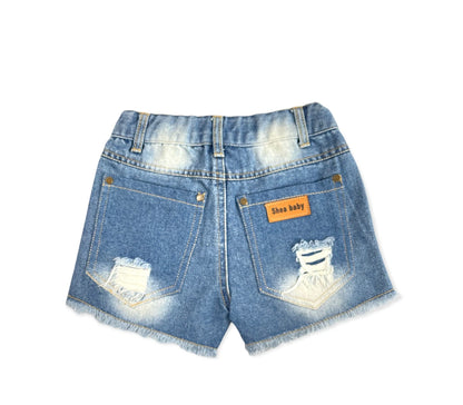 Girl's Shea Baby Demin Ripped Shorts