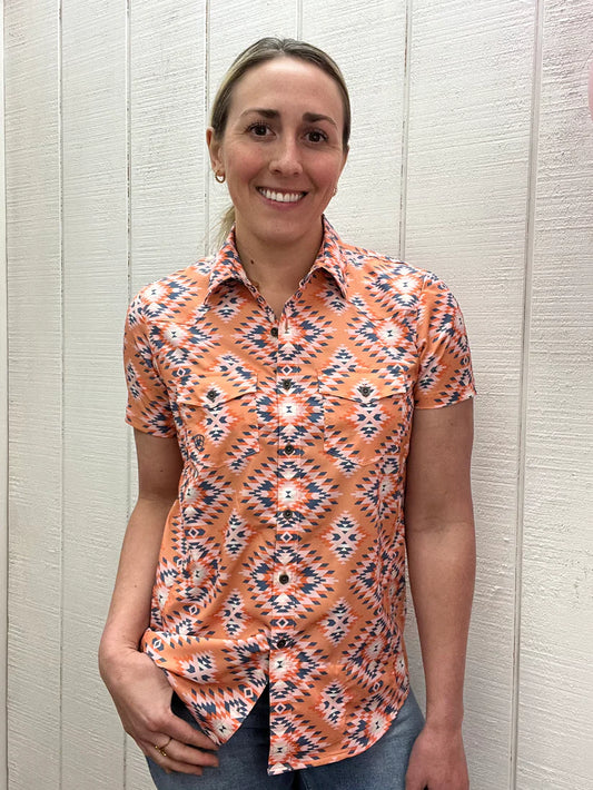 Women's Ariat VentTEK Antonia Aztec Print Short Sleeve Shirt