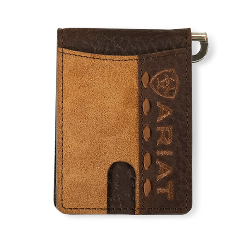 Men's Ariat Money Clip ROUGH OUT CROCO TAN