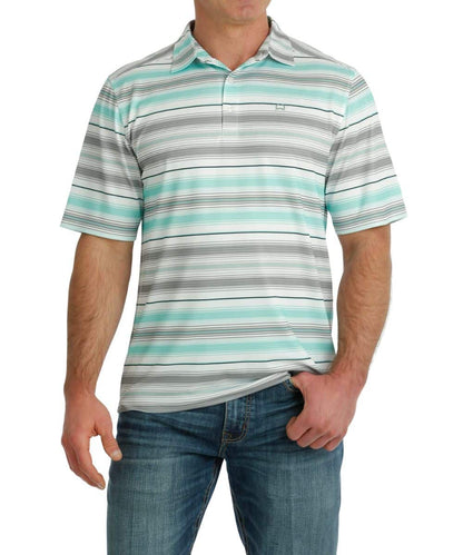 Men's Cinch Gray/Mint Striped ArenaFlex Polo