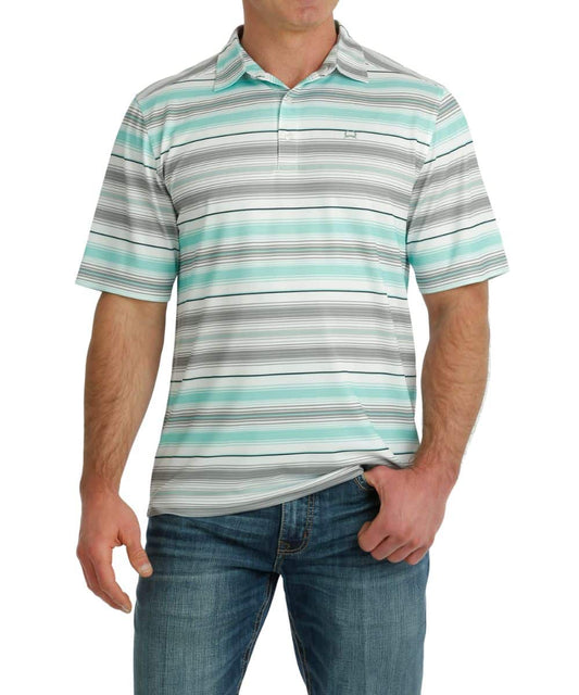 Men's Cinch Gray/Mint Striped ArenaFlex Polo