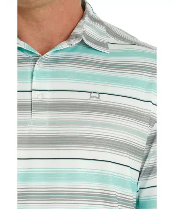 Men's Cinch Gray/Mint Striped ArenaFlex Polo