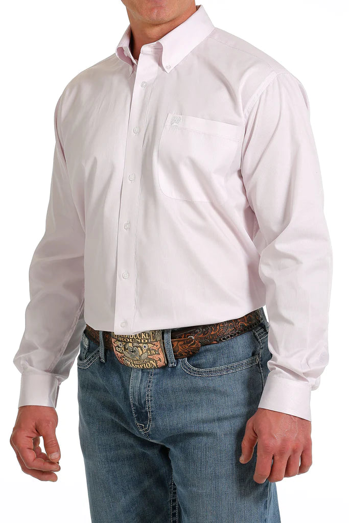 Men's Cinch Stripped Long Sleeve Button Down Shirt-Pink