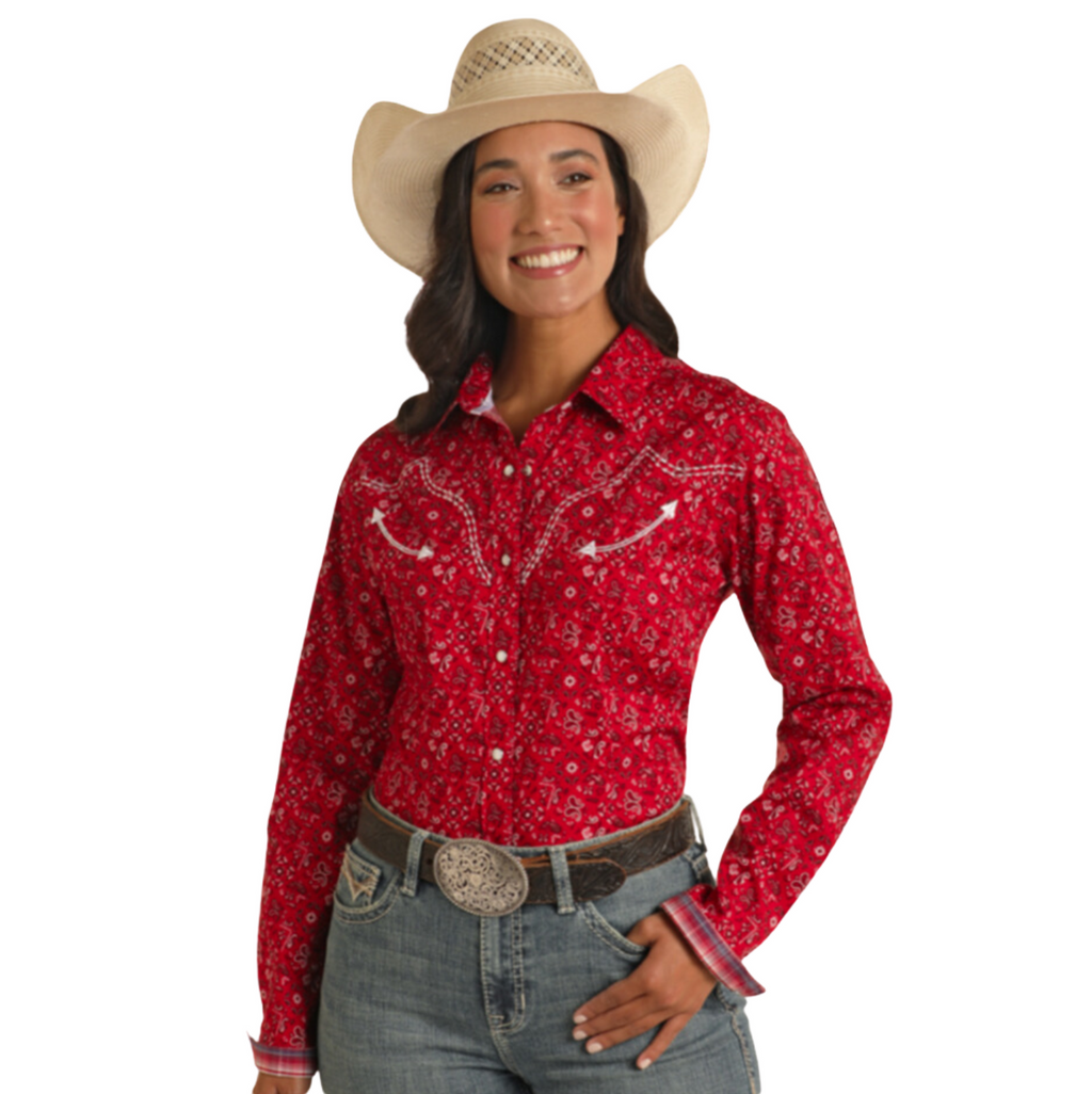 Women's Panhandle Slim Rough Stock Diamond Bandana Shirt