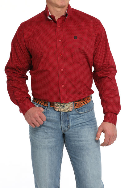 MEN'S CINCH RED GEOMETRIC PRINT