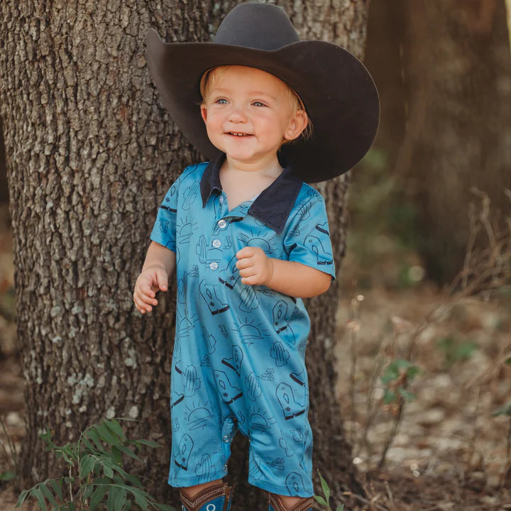 Boy's Shea Baby Desert Blue Print- Onesie & Shirt