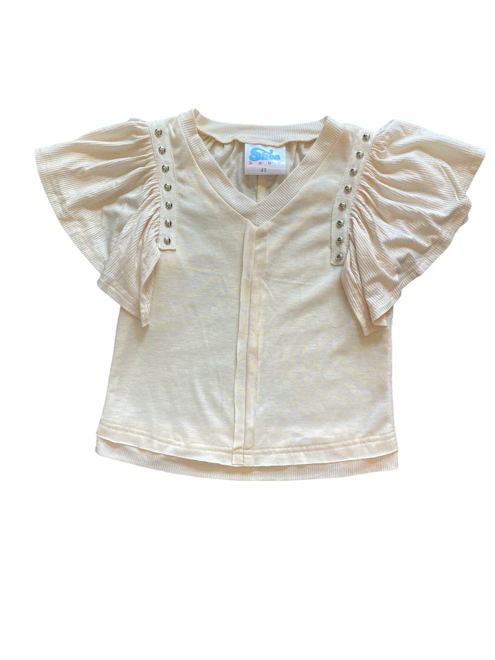 Girl's Shea Baby Stud Cream Top