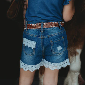 Girl's Shea Baby Denim Lace Shorts