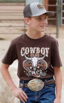 Boy's Cinch Cowboy Club Short Sleeve Graphic Tee - Brown