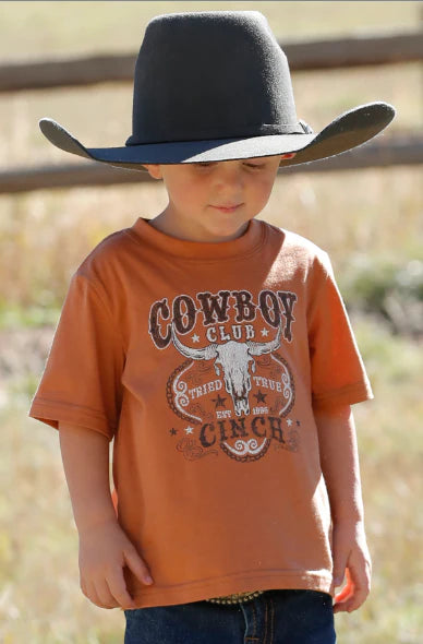 Boy's Cinch Dark Gold Cowboy Club Short Sleeve Graphic Tee