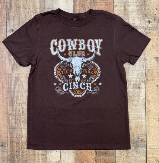 Boy's Cinch Cowboy Club Short Sleeve Graphic Tee - Brown