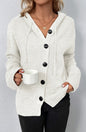 Women's Drawstring Hooded Button-Up Sweater Cardigan