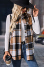 Women's Retro Plaid Button Up Collared Vest