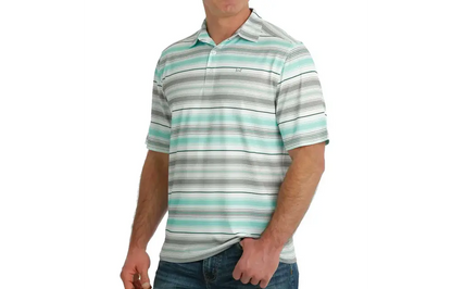 Men's Cinch Gray/Mint Striped ArenaFlex Polo