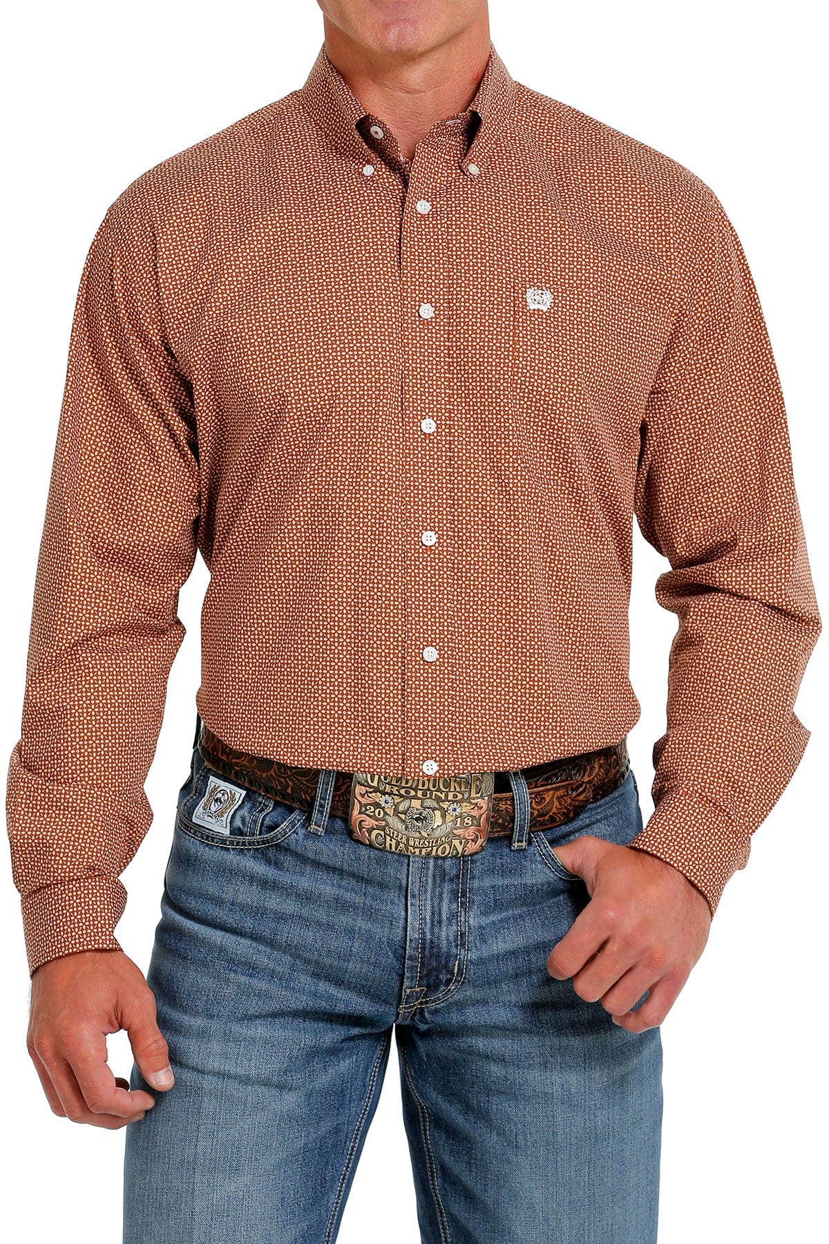 Men's Cinch Floral Geo Print Long Sleeve Button-Down Western Shirt