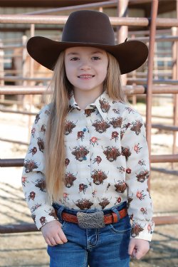 Girl's Cruel Girl Highlander Print Western Shirt