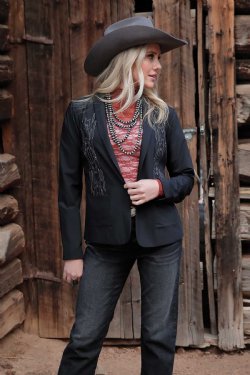 WOMEN'S CRUEL DENIM EMBROIDERED BLAZER