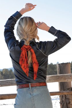 Women's Cruel Denim Satin Scrunchie/Wild Rag Combo