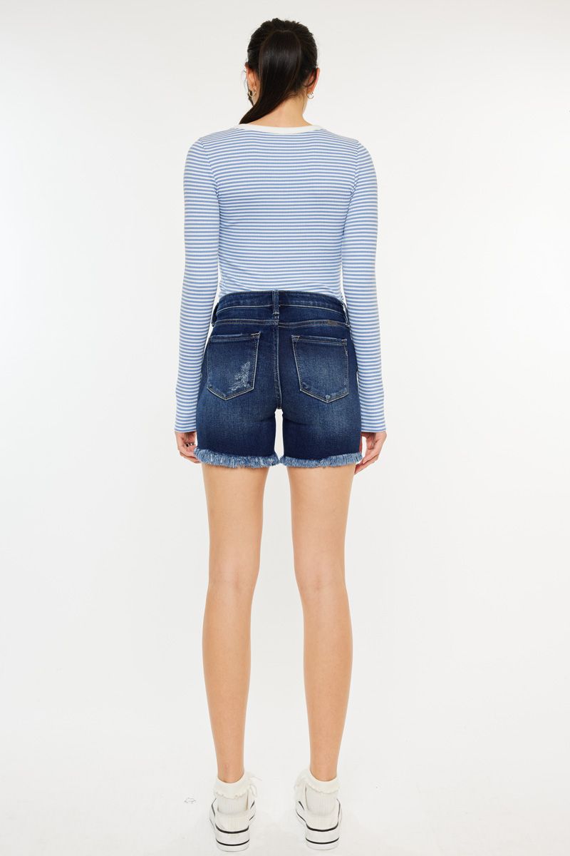 Women's Kancan MID RISE BUTTON UP DENIM SHORTS