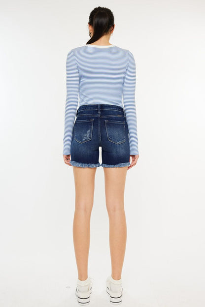 Women's Kancan MID RISE BUTTON UP DENIM SHORTS