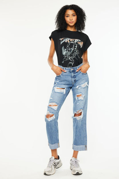 Women's KanCan MID RISE BOYFRIEND FIT JEANS