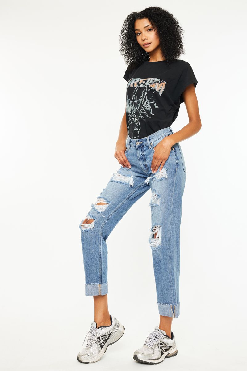 Women's KanCan MID RISE BOYFRIEND FIT JEANS