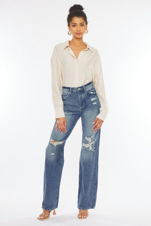 Women's KanCan ULTRA HIGH RISE 90’S WIDE LEG FLARE JEANS